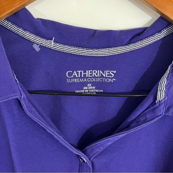 Catherines Suprema Collection Purple Polo Shirt Plus Size 3X Short Sleeve Comfy - Picture 6 of 6